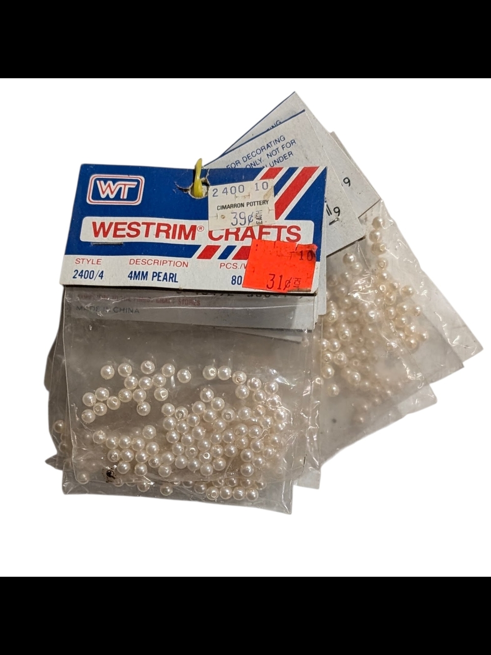 Westrim Crafts 4mm Pearl Beads - Lot Of 7 Packets Of Various Craft Beads